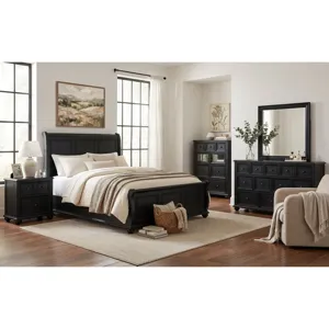 Heritage Queen Sleigh Bed in Black