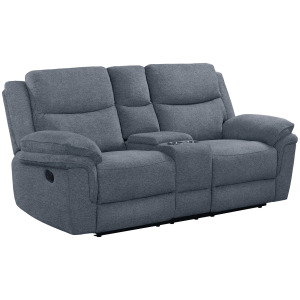Hesperia Motion Loveseat with Console in Melange Blue