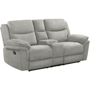 Hesperia Motion Loveseat with Console in Melange Grey