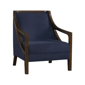 Hopkins Chair W/ Brown Arm in Columbia Navy
