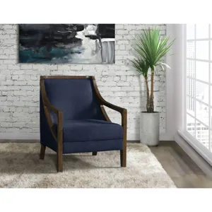 Hopkins Chair W/ Brown Arm in Columbia Navy