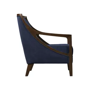 Hopkins Chair W/ Brown Arm in Columbia Navy