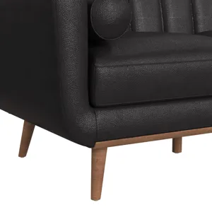 Horizon Loveseat with Wood Front 2 6\" bolster Pillows in Pebble Dark Grey