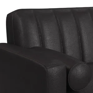 Horizon Loveseat with Wood Front 2 6\" bolster Pillows in Pebble Dark Grey