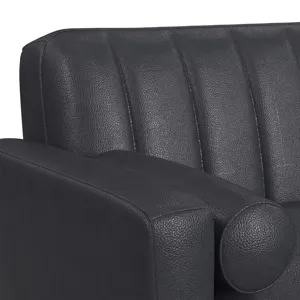 Horizon Loveseat with Wood Front 2 6\" bolster Pillows in Pebble Navy