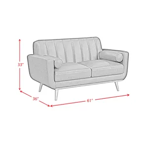 Horizon Loveseat with Wood Front 2 6\" bolster Pillows in Pebble Navy