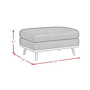 Horizon Ottoman with Wood Base in Pebble Navy
