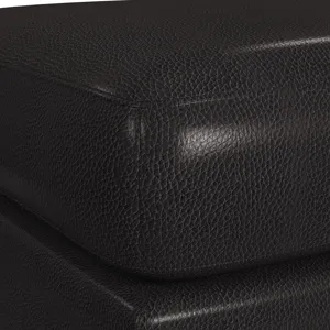 Horizon Ottoman with Wood Base in Pebble Dark Grey