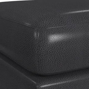 Horizon Ottoman with Wood Base in Pebble Navy