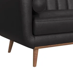 Horizon Sofa with Wood Front and 2 6\" bolster Pillows in Pebble Dark Grey