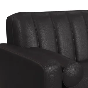 Horizon Sofa with Wood Front and 2 6\" bolster Pillows in Pebble Dark Grey