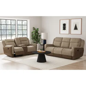 Hornet Motion Glider Loveseat with Console in Rancho Beige
