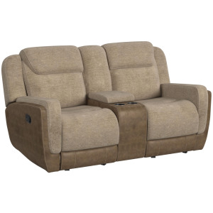 Hornet Motion Glider Loveseat with Console in Rancho Beige