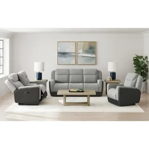 Hornet Power Motion Sofa with Power Headrest, Drop Table and PWS in Rancho Grey