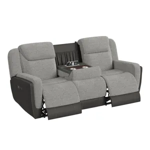 Hornet Power Motion Sofa with Power Headrest, Drop Table and PWS in Rancho Grey
