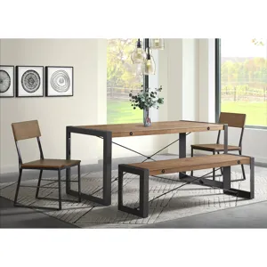 Industrial Rectangular Dining Table in Walnut