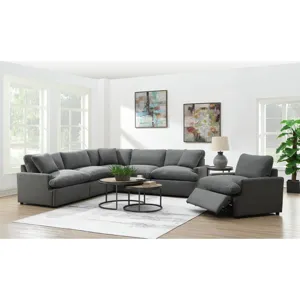 Inspirada Sectional - Fiber Cushion Power Recliner in Columbia Charcoal