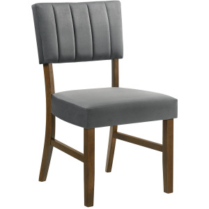 Ireland Dining Side Chair with Charcoal Velvet in Walnut