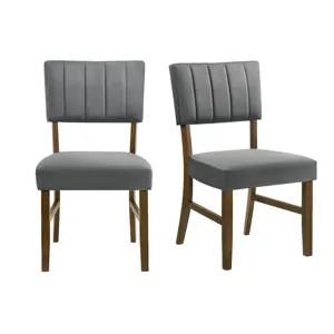 Ireland Dining Side Chair with Charcoal Velvet in Walnut (2 Per Carton)