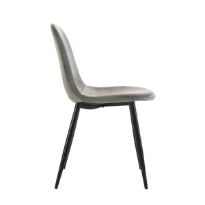Isadora Side Chair in Light Grey velvet 2 per Pack (3A Packing)
