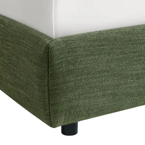 Island King UPH Panel Bed in Noha Green Fabric