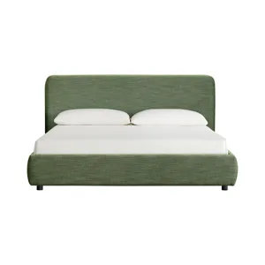 Island King UPH Panel Bed in Noha Green Fabric
