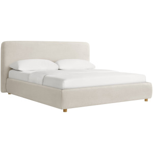 Island King UPH Panel Bed in Noha Ivory Fabric