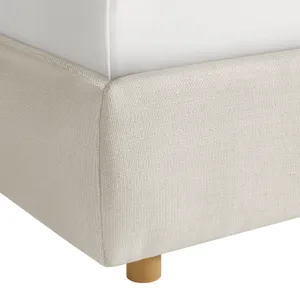 Island King UPH Panel Bed in Noha Ivory Fabric