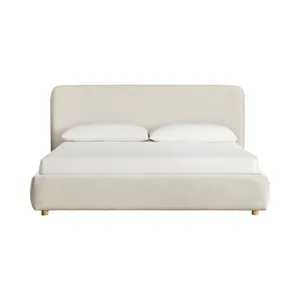 Island King UPH Panel Bed in Noha Ivory Fabric