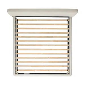 Island King UPH Panel Bed in Noha Ivory Fabric