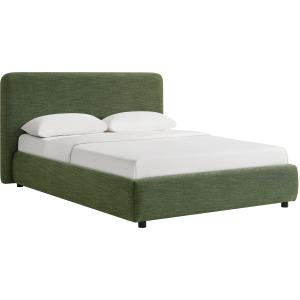Island Queen UPH Panel Bed in Noha Green Fabric
