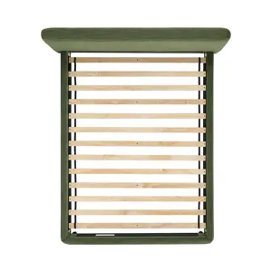 Island Queen UPH Panel Bed in Noha Green Fabric