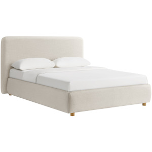 Island Queen UPH Panel Bed in Noha Ivory Fabric
