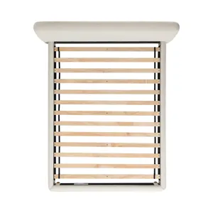 Island Queen UPH Panel Bed in Noha Ivory Fabric
