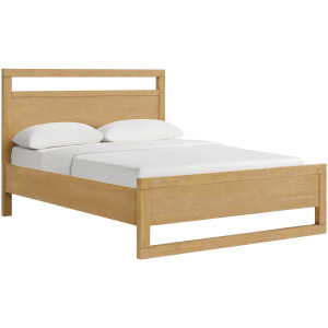 Island Queen Wooden Panel Bed in Natural