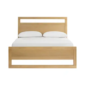 Island Queen Wooden Panel Bed in Natural