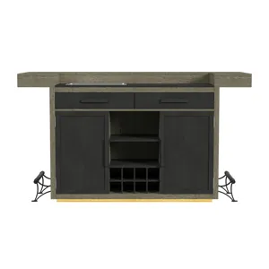 Jemma Bar Table with Light in Grey and Dark Espresso