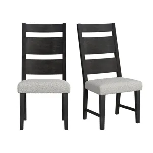 Jemma Wood Back Dining Side Chair with Beige Boucle in Dark Espresso (2 Per Carton)