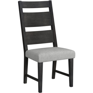 Jemma Wood Back Dining Side Chair with Light Grey Fabric in Dark Espresso (2 Per Carton)