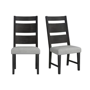 Jemma Wood Back Dining Side Chair with Light Grey Fabric in Dark Espresso (2 Per Carton)