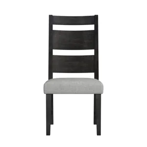Jemma Wood Back Dining Side Chair with Light Grey Fabric in Dark Espresso (2 Per Carton)
