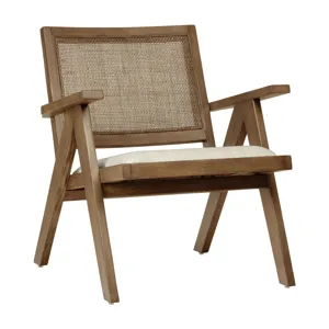 JR Lounge Arm Chair Dover White Fabric in Smoke Brown