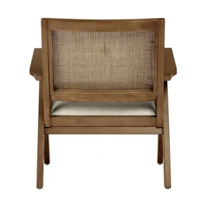JR Lounge Arm Chair Dover White Fabric in Smoke Brown