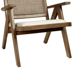 JR Lounge Arm Chair Dover White Fabric in Smoke Brown