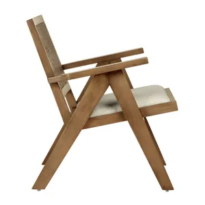 JR Lounge Arm Chair Dover White Fabric in Smoke Brown