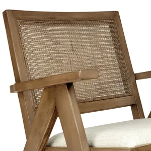 JR Lounge Arm Chair Dover White Fabric in Smoke Brown