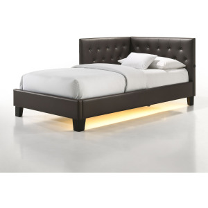 Julesburg Corner Twin Bed in Brown PU