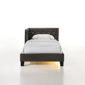 Julesburg Corner Twin Bed in Brown PU