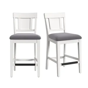 Karina Counter Side Chair with Grey Velvet in Washed White (2 Per Carton)