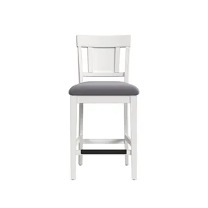 Karina Counter Side Chair with Grey Velvet in Washed White (2 Per Carton)